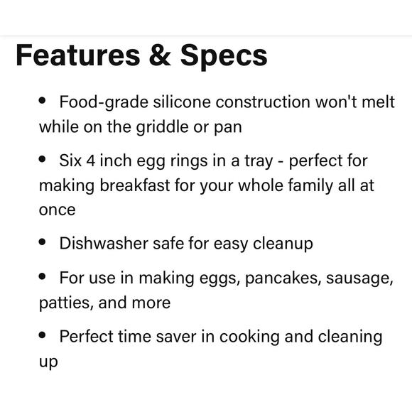 NEW Blackstone Lot 6 Egg Ring Silicone Tray & 350 Recipe Blackstone Cookbook - Picture 5 of 7